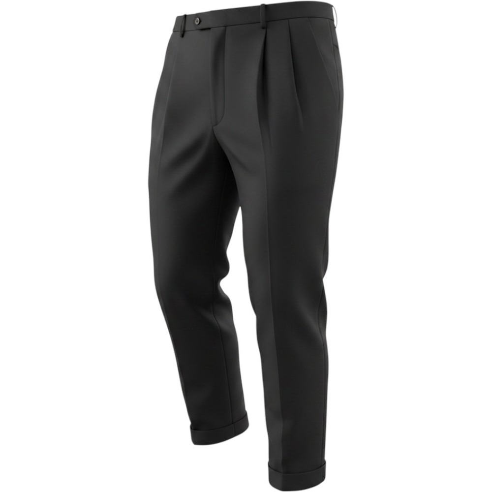 Van Heusen Dress Pants Mens 46x30 Black Solid Pleated Cuffed Office Trousers